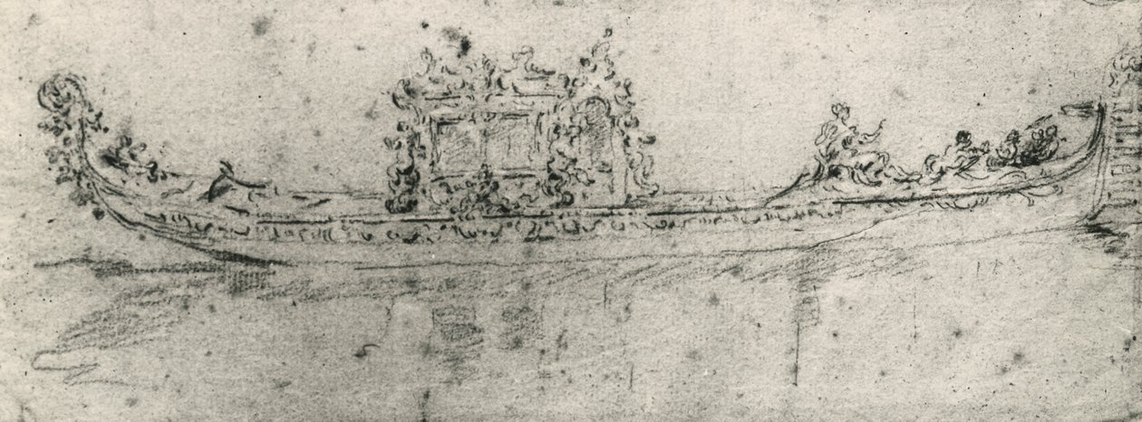 A nagyköveteknek fenntartott gondola, Francesco Guardi (1712-1793), rajz. alkotó: Francesco Guardi