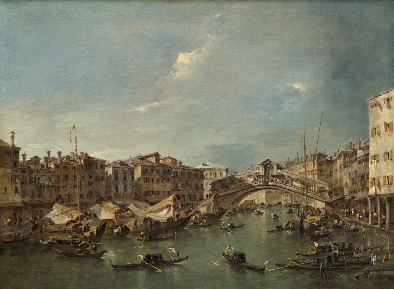 Canal Grande a Rialto-híddal, Velence alkotó: Francesco Guardi