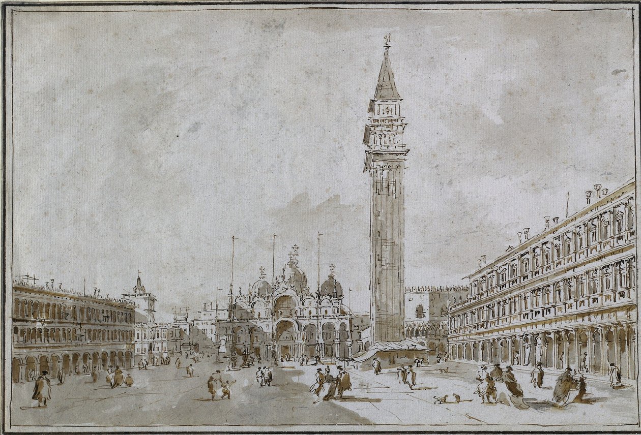 Piazza San Marco, Velence, 1780-as évek. alkotó: Francesco Guardi