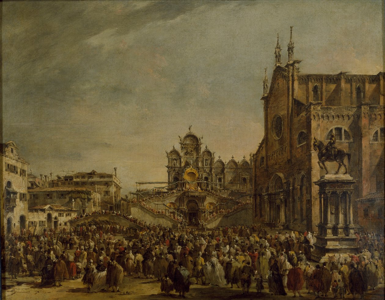 Pius pápa megáldja a tömeget a Campo SS Giovanni e Paolo-ban, Velence, 1782 alkotó: Francesco Guardi