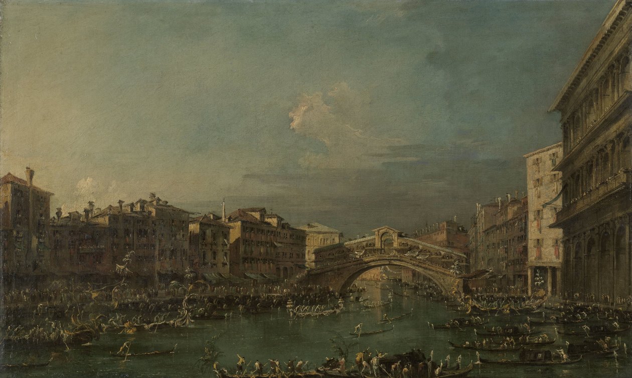 Regatta a Canal Grandén, a Rialto-híd közelében, Velencében alkotó: Francesco Guardi