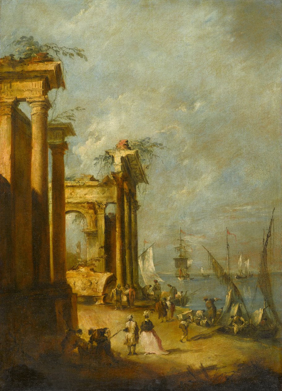Római romok a lagúna közelében, 1765-1775 körül alkotó: Francesco Guardi