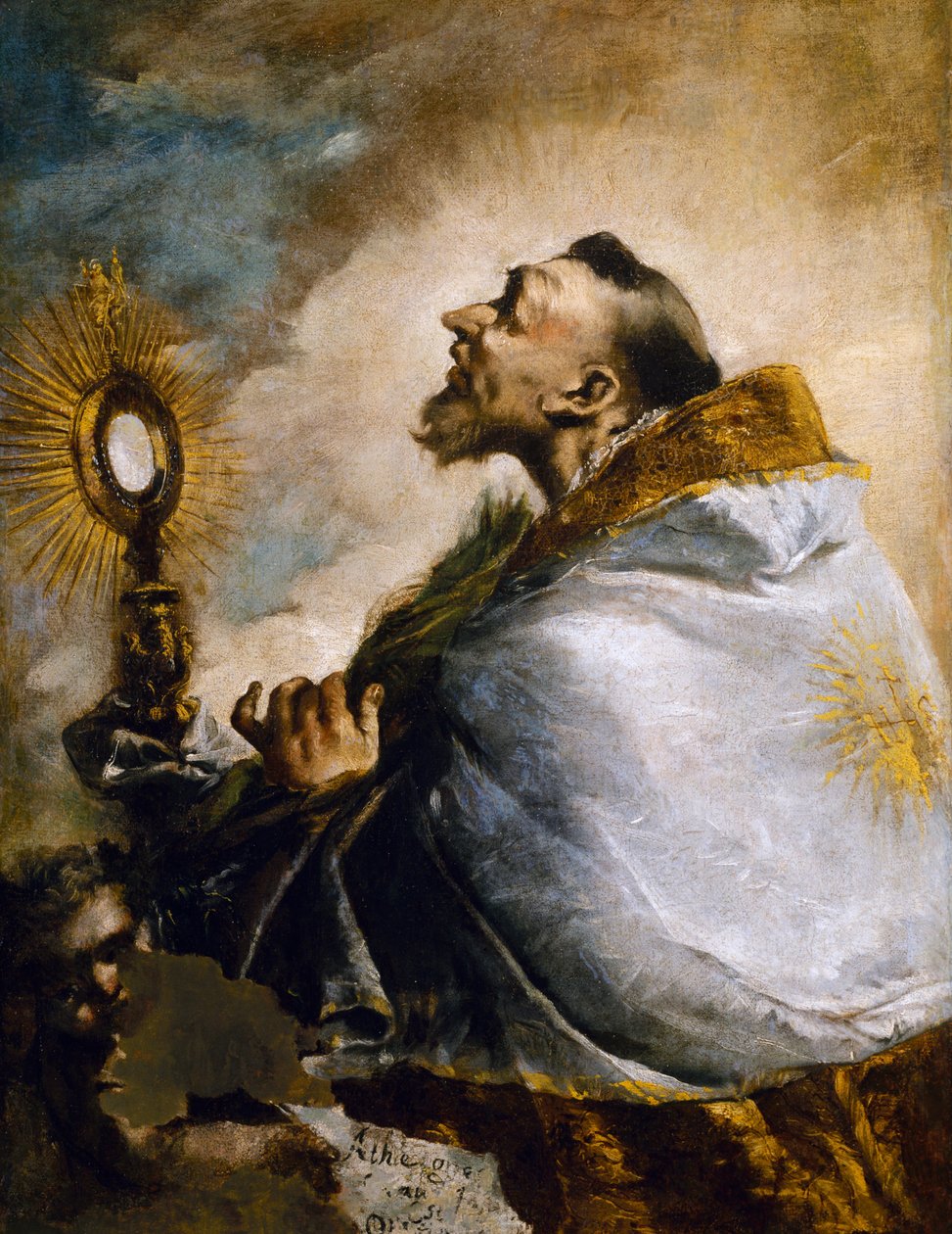Szent az Eucharisztia imádójában vagy Szent Norbert az eksztázisban alkotó: Francesco Guardi