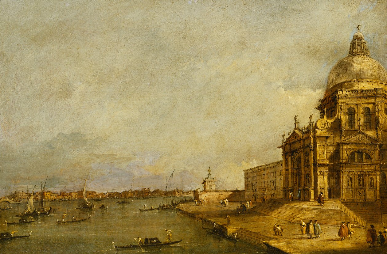 Santa Maria delle Salute és a Canal Grande bejárata, Velence, Keletre nézve, alkotó: Francesco Guardi