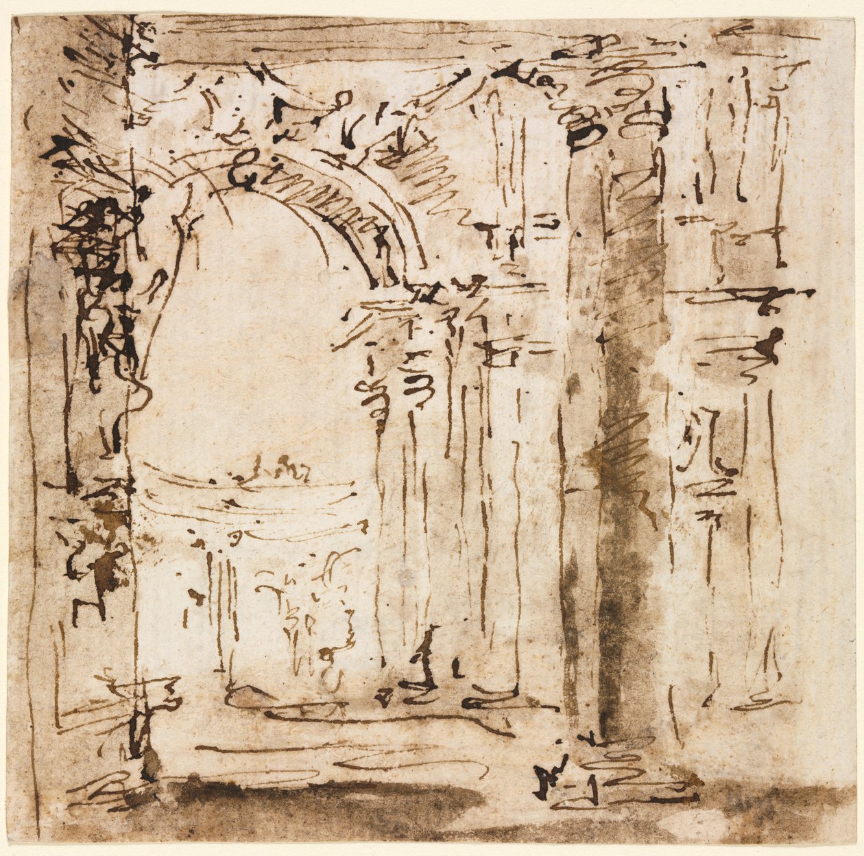 Vázlat a Villa Pisani labirintusáról alkotó: Francesco Guardi