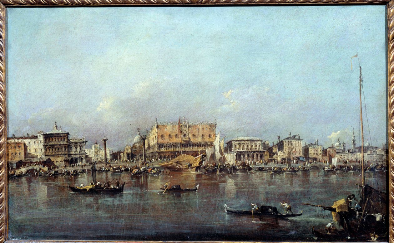 A Dózse-palota a tenger felől nézve Francesco Guardi (1712-1793) festménye 18. század V. 0,42x0,68 m. alkotó: Francesco Guardi