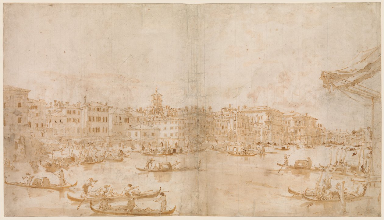 A Canal Grande a Rialto felett (előlap); Misét celebráló pap és prédikáló Szent Vince Ferrer (hátlap) alkotó: Francesco Guardi