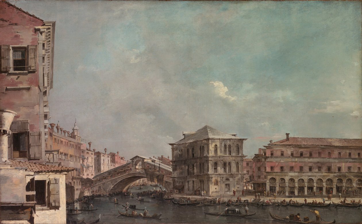 A Grand Canal a Rialto felett, 1760 körül (olaj, vászon) alkotó: Francesco Guardi