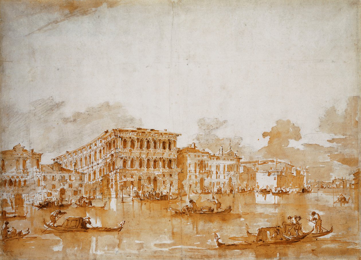 A Canal Grande a Ca" Pesaróval alkotó: Francesco Guardi