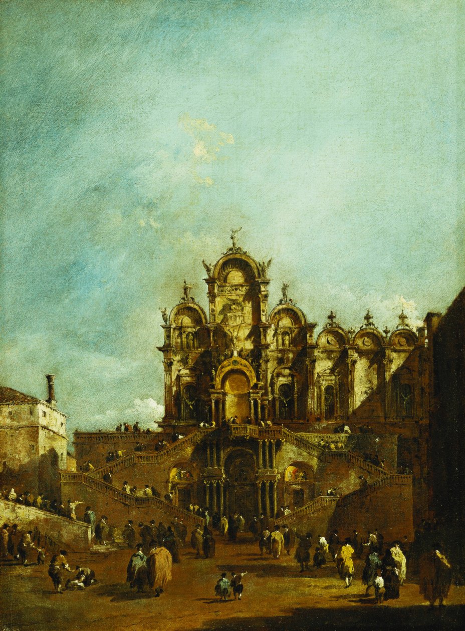 A velencei Campo San Zanipolóban, a Scuola di San Marco előtt VI. Pius pápa áldására 1782-ben felállított loggia, alkotó: Francesco Guardi