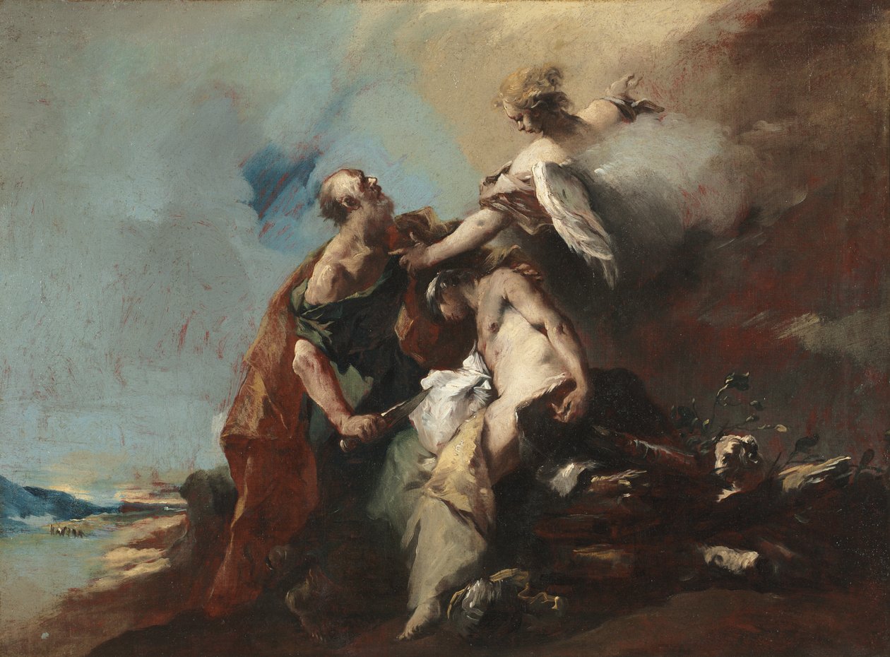 Izsák, Tóbiás és az angyal áldozata, Ábrahámnak megjelenő angyalok, Ábrahám üdvözli a három angyalt (festménysorozat) alkotó: Francesco Guardi
