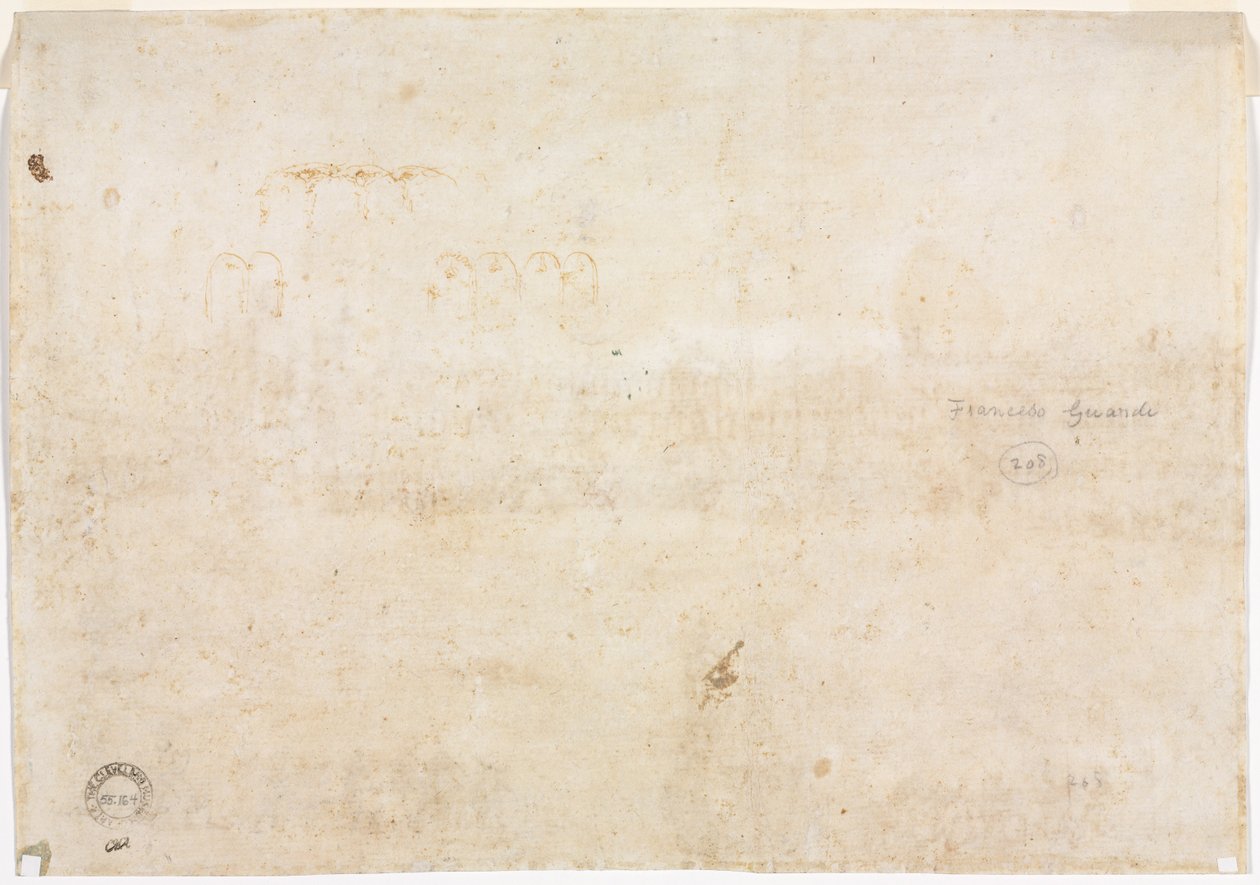 Három boltíves vázlat (fordítva) alkotó: Francesco Guardi