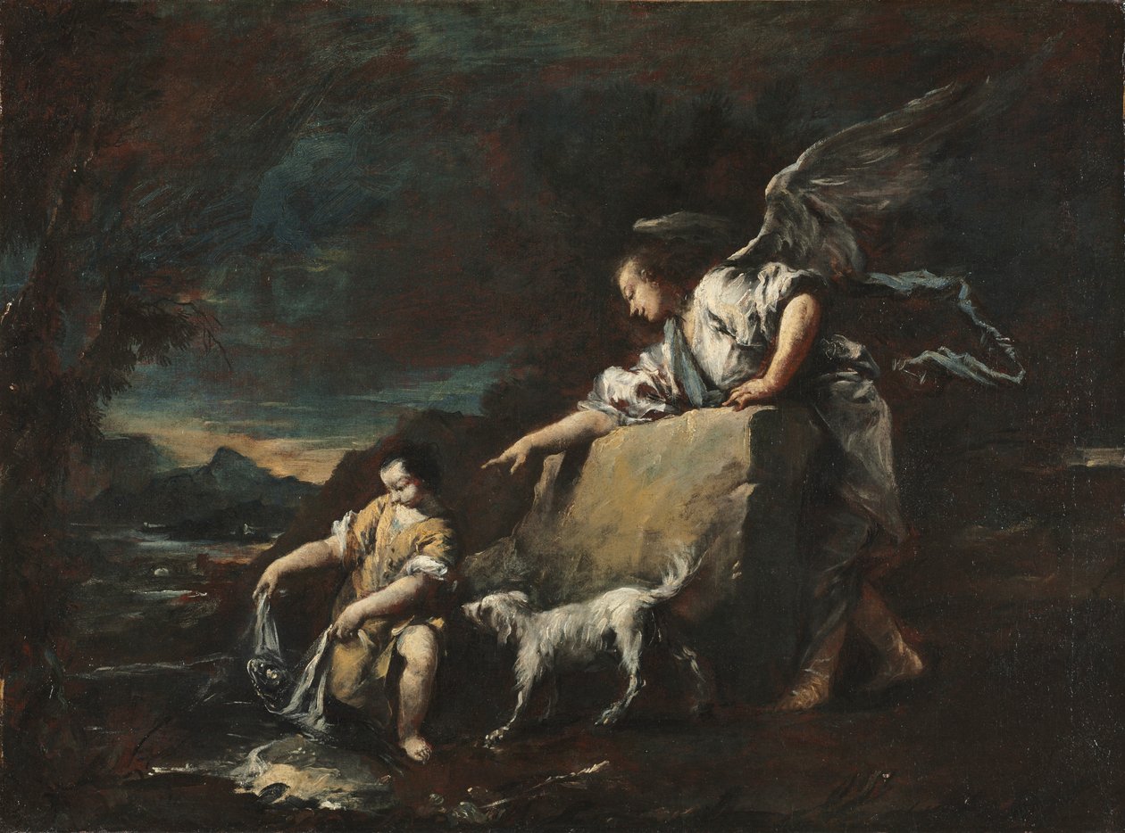 Tóbiás és az angyal, 1750-es évek. alkotó: Francesco Guardi