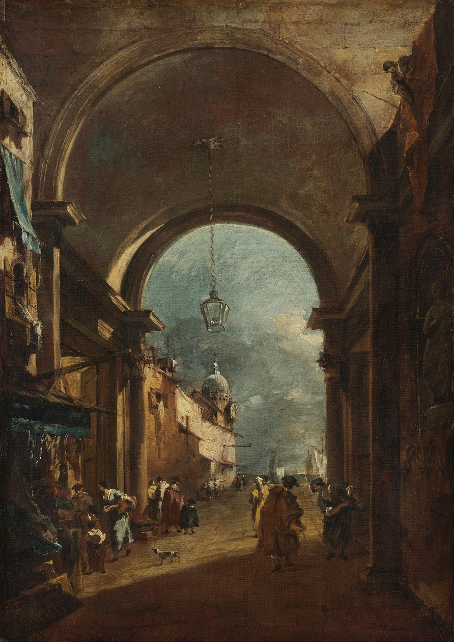 Kilátás egy kapun át alkotó: Francesco Guardi