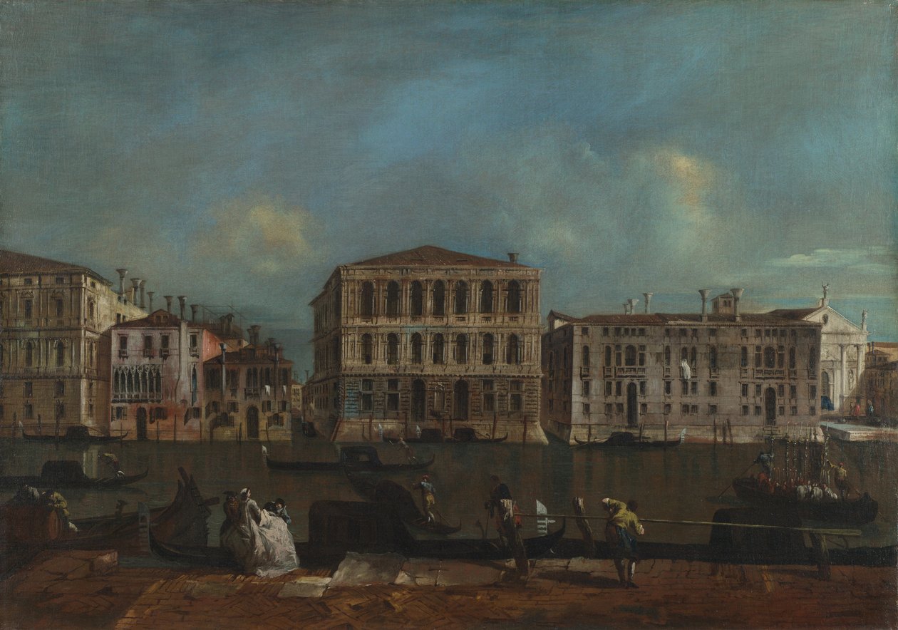 Velence. A Canal Grande a Palazzo Pesaróval, 1755-1760 alkotó: Francesco Guardi