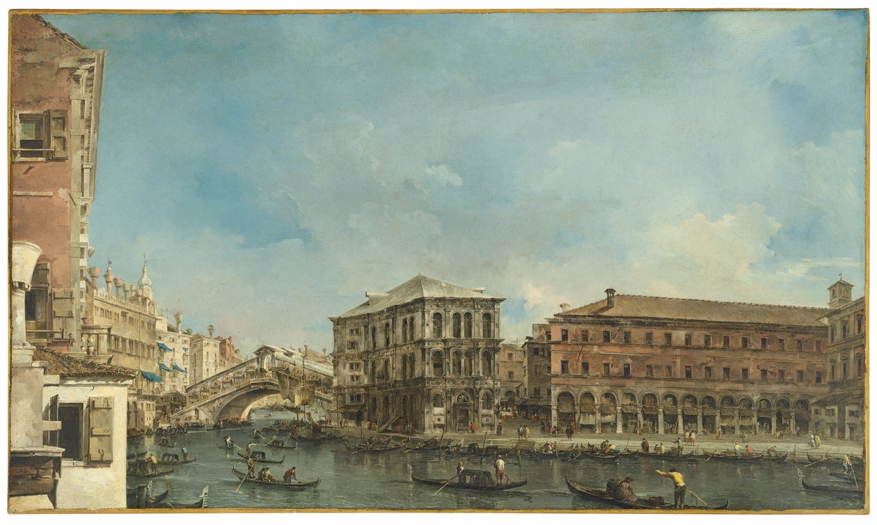 Velence: a Rialto-híd és a Palazzo dei Camerlenghi alkotó: Francesco Guardi