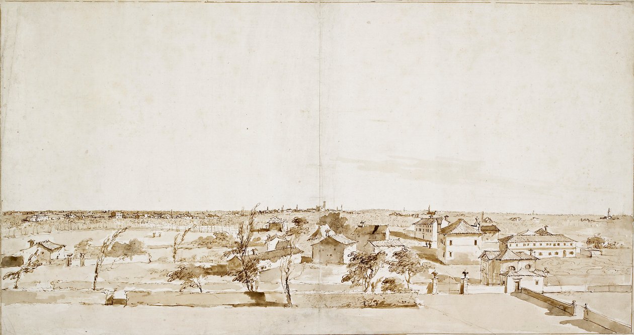 Kilátás a Villa Loredan kertjére, 18. század közepe alkotó: Francesco Guardi