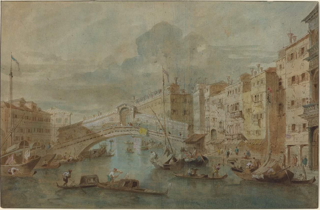 Kilátás a Rialto-hídra, Velence alkotó: Francesco Guardi