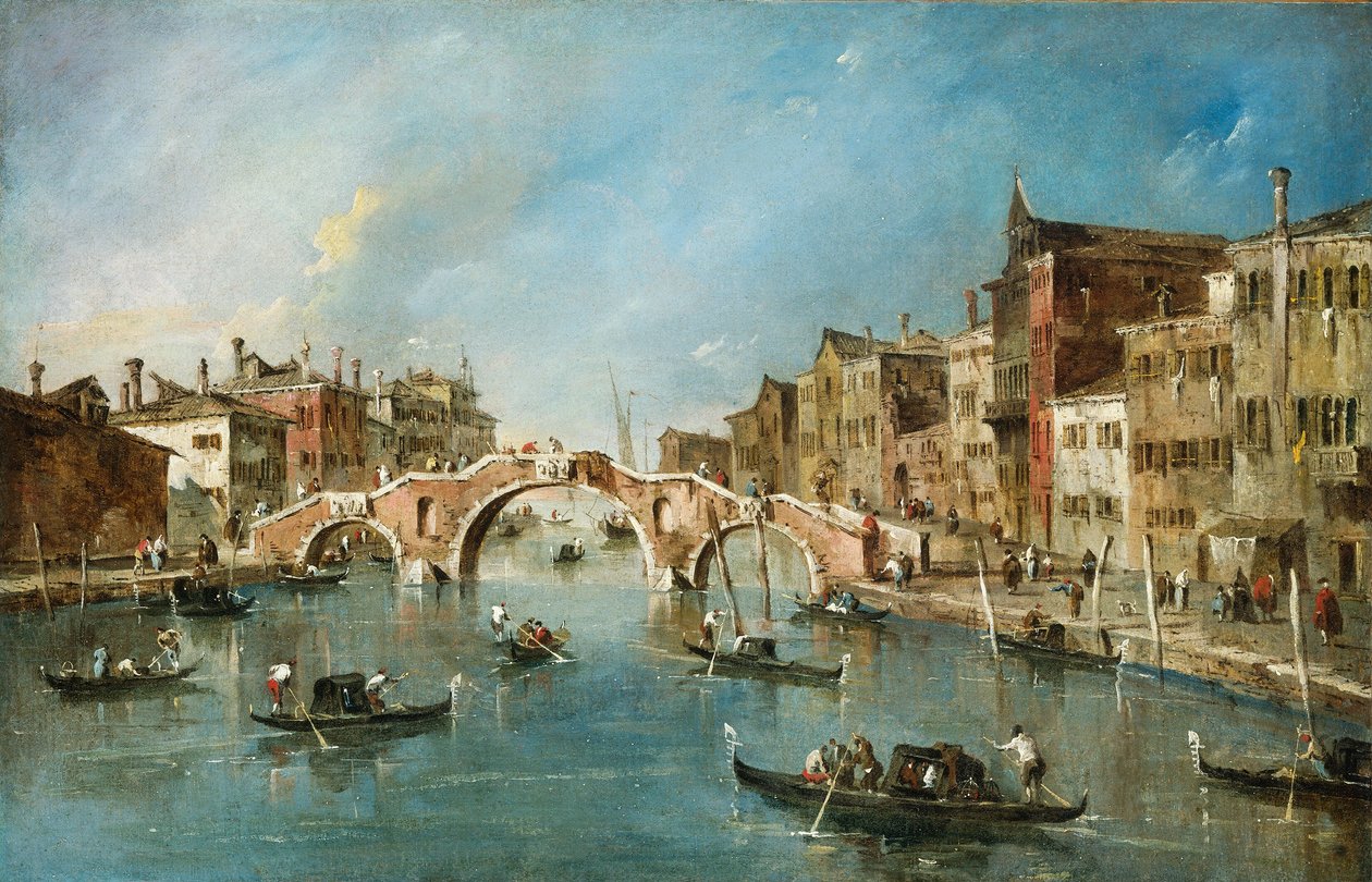 Kilátás a Cannaregio-csatornára, Velence, c. 1775-1780. alkotó: Francesco Guardi