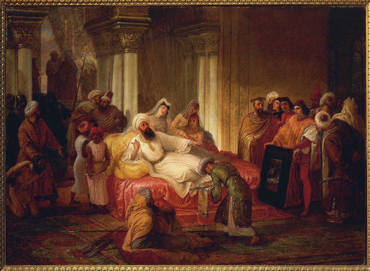 Gentile Bellini (1429-1507) és Mehmet II (1430-1481) alkotó: Francesco Hayez