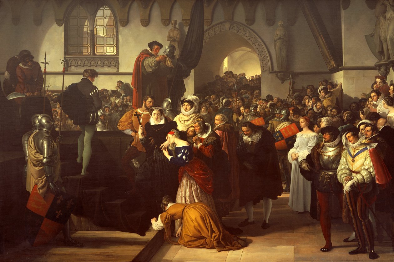 Mária skót királynőt az állványhoz vezetik alkotó: Francesco Hayez