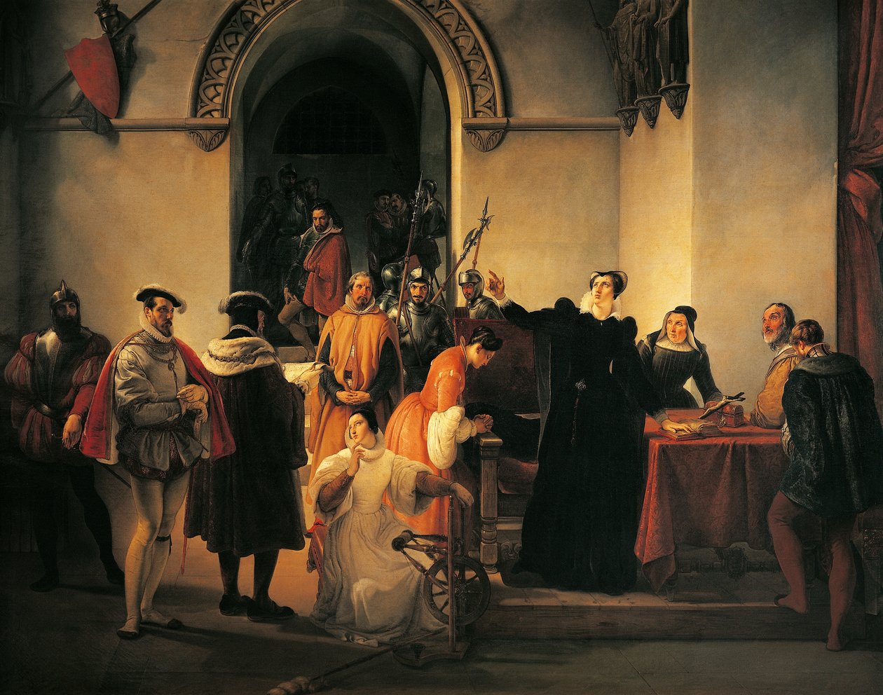 Mary skót királynő, aki a seriffek előtt tiltakozik ártatlansága miatt, miközben felolvassák halálos ítéletét, Francesco Hayez (1791-1882) alkotó: Francesco Hayez
