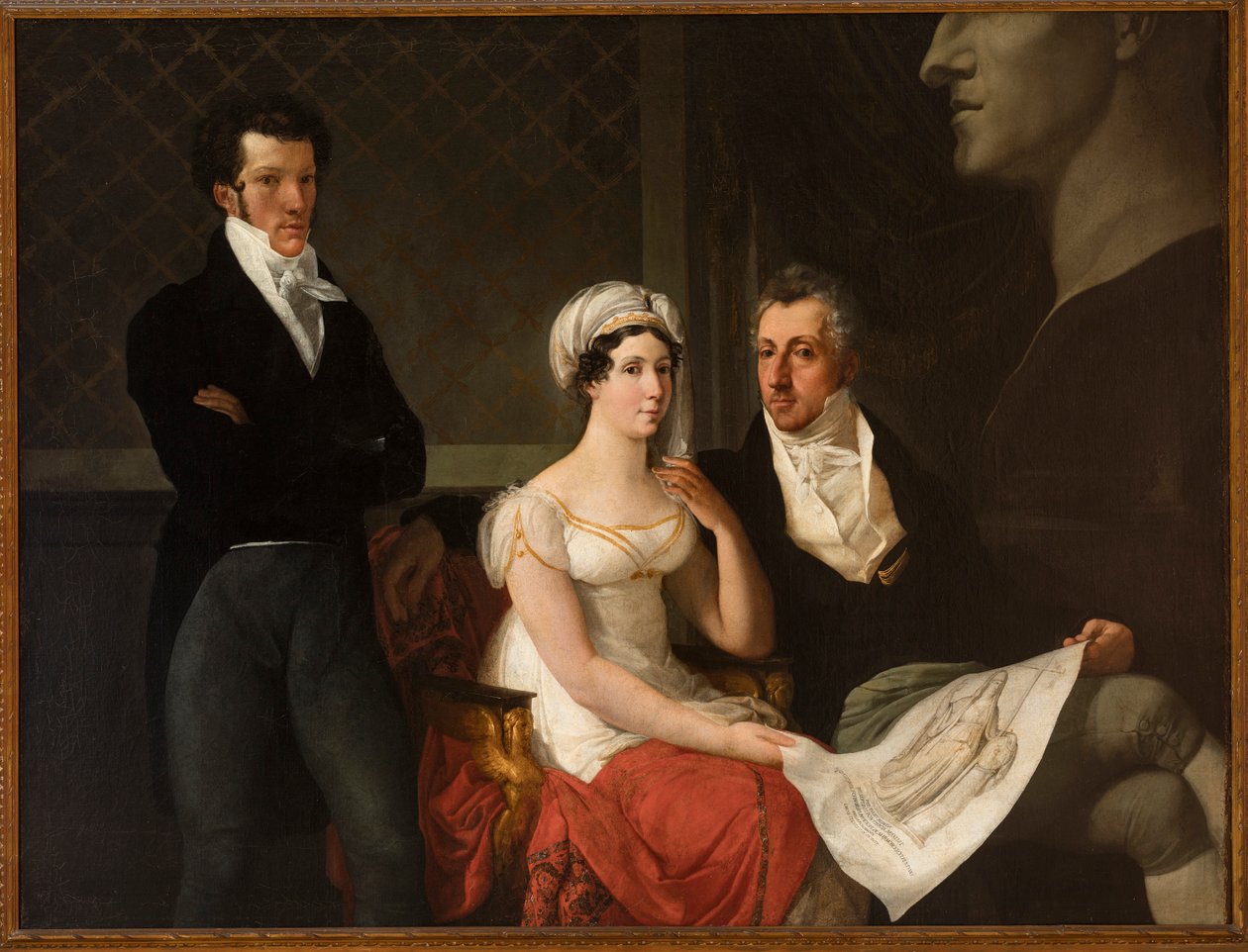A Cicognara család portréja, Antonio Canova mellszobra, Hayez, Francesco (1791-1882). Olajfestmény alkotó: Francesco Hayez