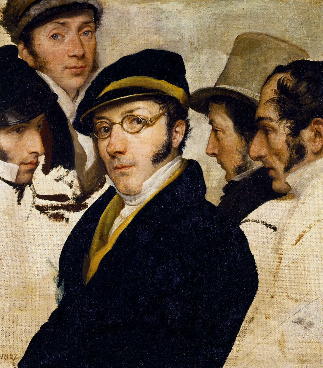 Önarckép barátokkal Migliara, Palagi, Grossi, Molteni, 1825 körül (olaj, vászon) alkotó: Francesco Hayez