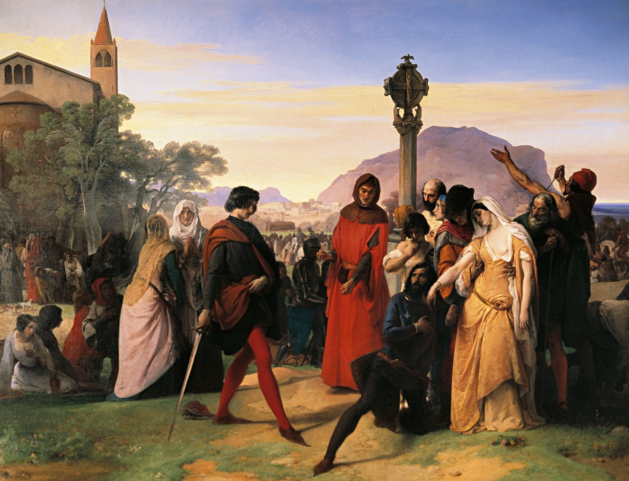Halálával bosszút áll a szicíliai vesperás, a francia Droetto által megsértett palermói Ruggiero Mastrangelo menyasszonya alkotó: Francesco Hayez