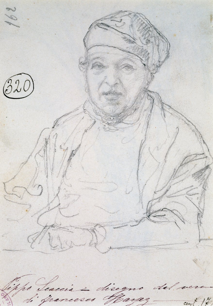 Tanulmány sógora, Pippo Scaccia portréjához alkotó: Francesco Hayez