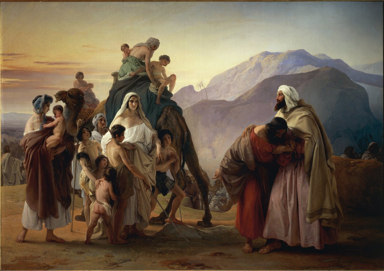 Jákob és Ézsau kibékülése (olaj, vászon alkotó: Francesco Hayez
