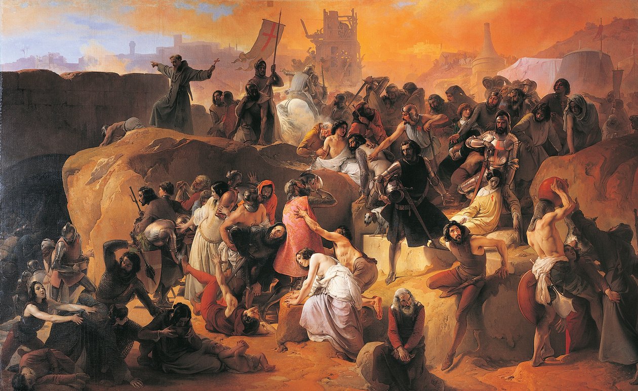 Az első keresztesek által elszenvedett szomjúság Jeruzsálemben, Francesco Hayez, részlet alkotó: Francesco Hayez