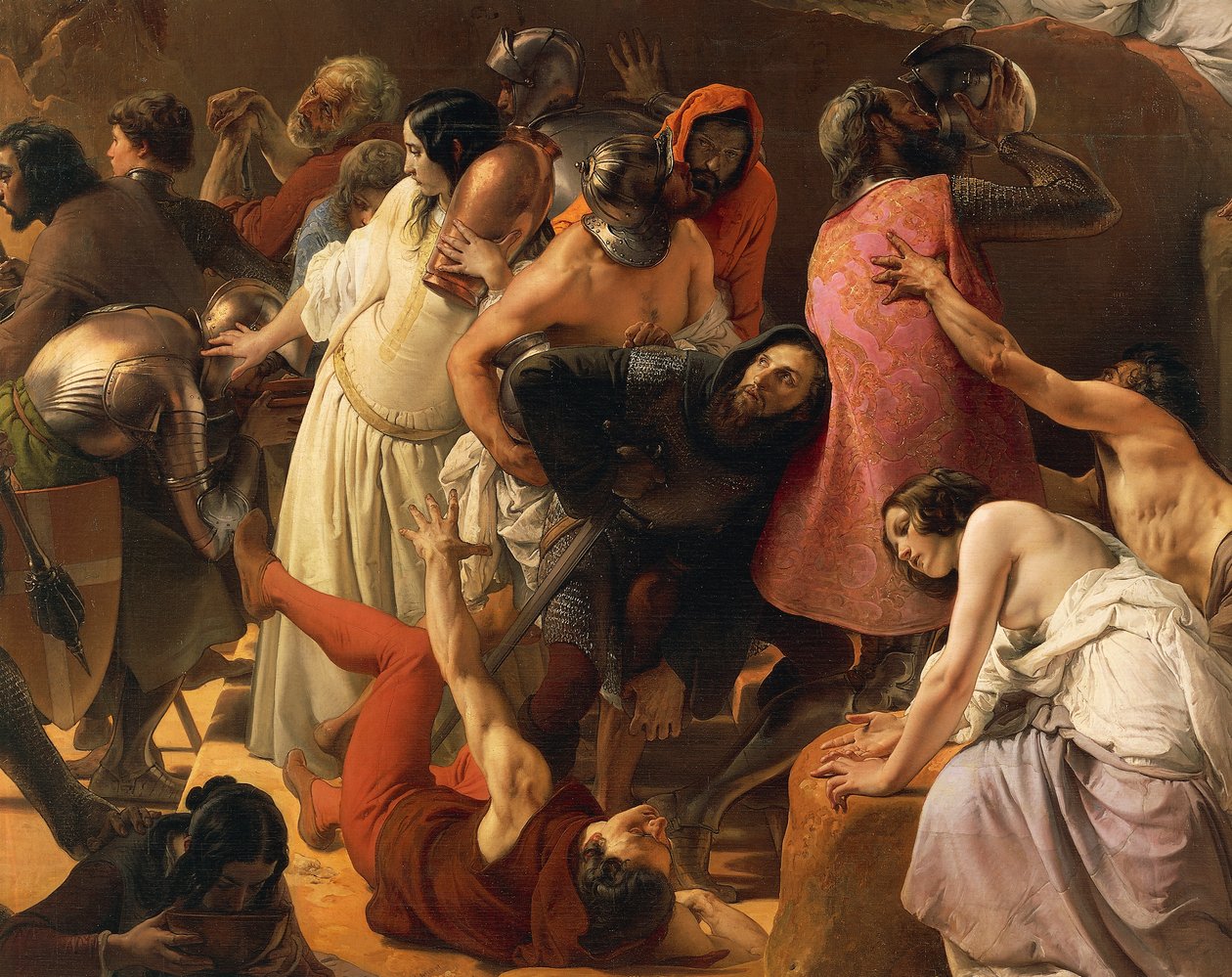 Az első keresztesek által elszenvedett szomjúság Jeruzsálemben, Francesco Hayez, részlet alkotó: Francesco Hayez