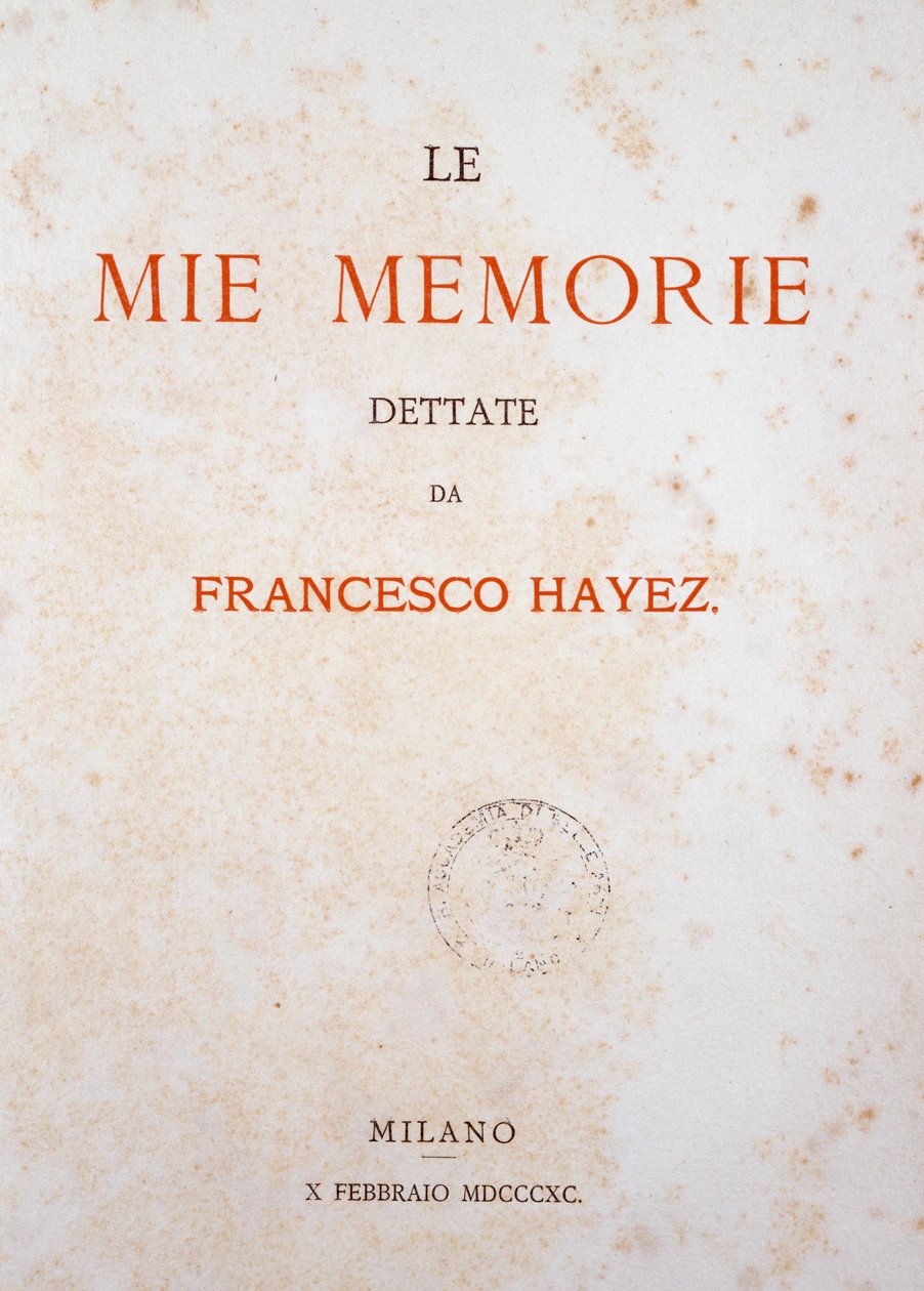 Emlékeim címlapja alkotó: Francesco Hayez