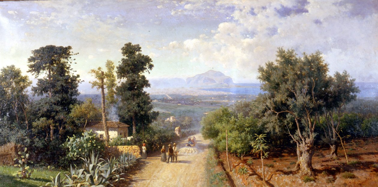 Palermo környéke. F. Lojacono festménye alkotó: Francesco Lojacono