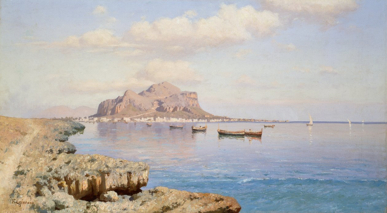 Palermo látképe, Francesco Lojacono (1838-1915), olaj, vászon, 50,5x91,5 cm alkotó: Francesco Lojacono
