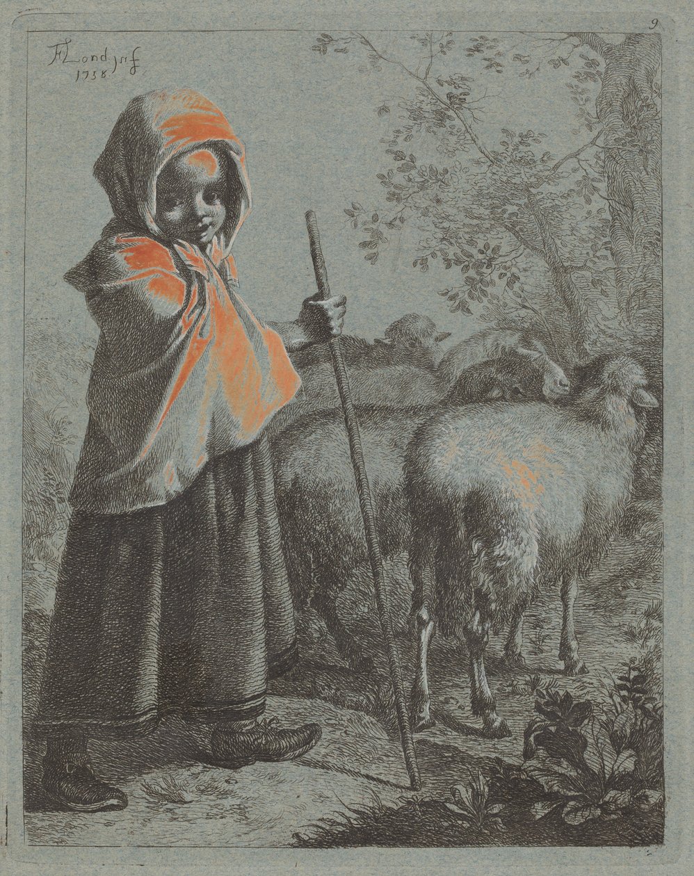 Pásztorlány a nyájjal, 1758. alkotó: Francesco Londonio