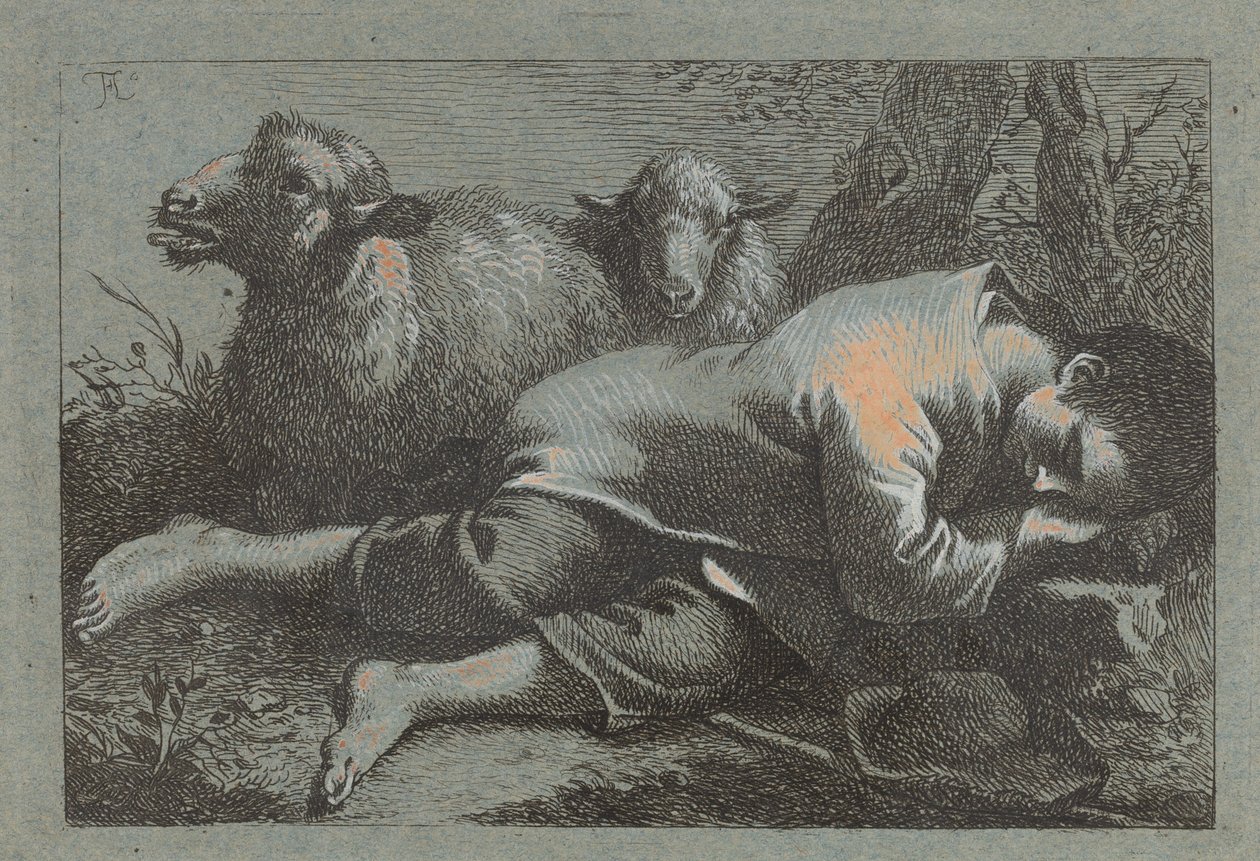 Parasztfiú alszik Két bárány közelében, 17581759. alkotó: Francesco Londonio