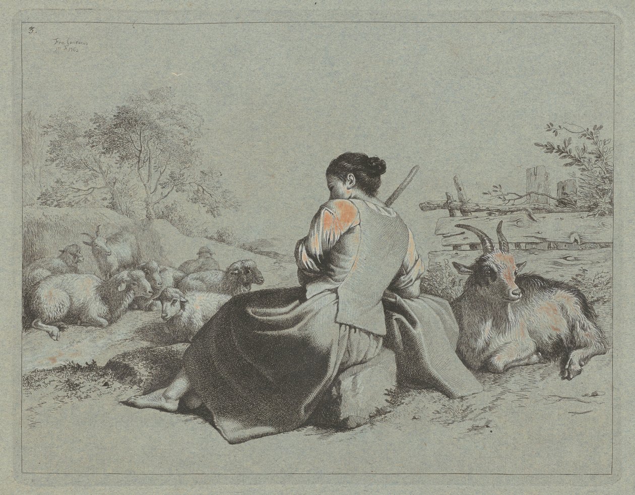 Ülő pásztorlány, 1762. alkotó: Francesco Londonio