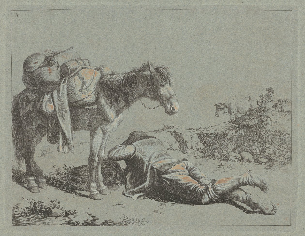 Pásztor nyugalomban egy falka ló közelében, c. 1762. alkotó: Francesco Londonio