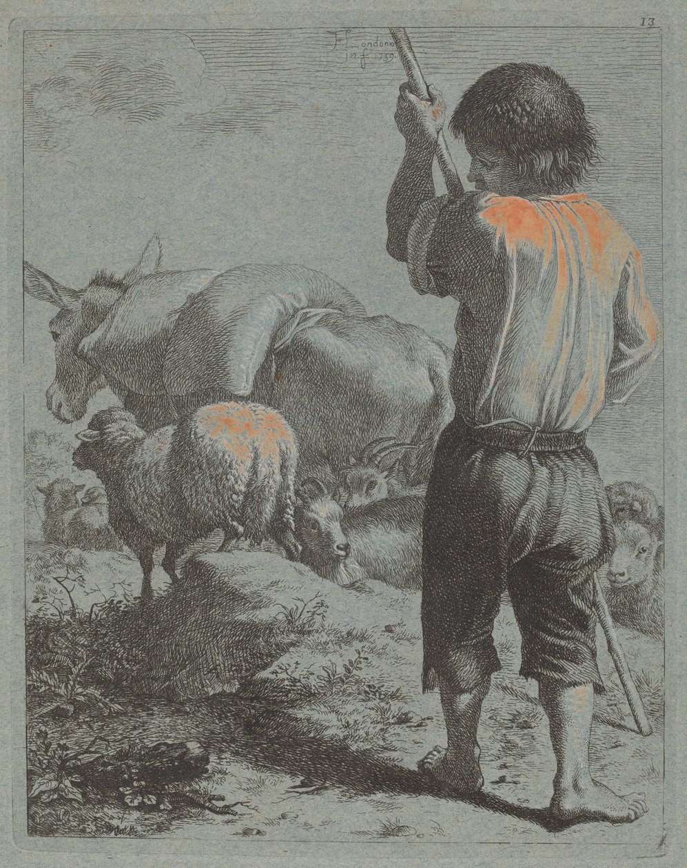Pásztor szamárral, báránnyal és kecskével, 1759. alkotó: Francesco Londonio