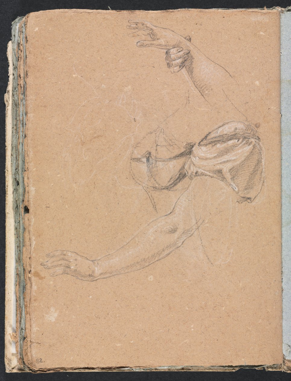 Verona Vázlatfüzet: Női karok és kezek drapériával, 82. oldal, 1760. alkotó: Francesco Lorenzi