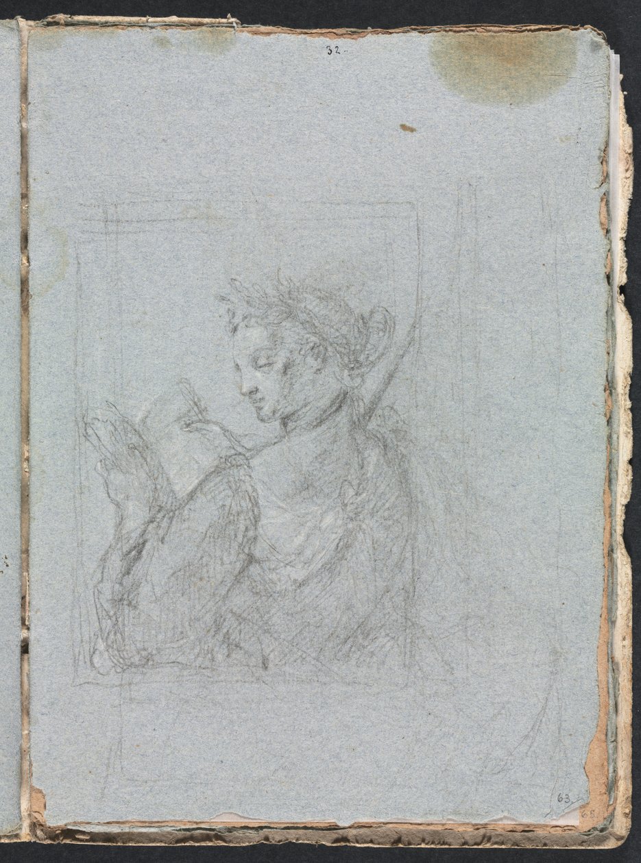 Verona vázlatfüzet: Női alak nyitott könyvvel 63. oldal, 1760. alkotó: Francesco Lorenzi