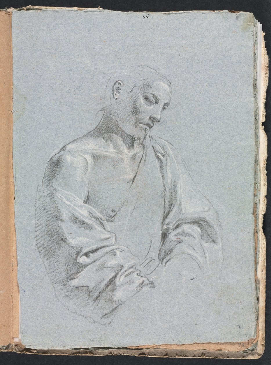 Verona Vázlatfüzet: Férfialak drapériával 71. oldal, 1760. alkotó: Francesco Lorenzi