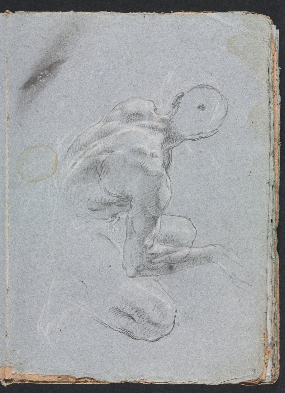 Verona Vázlatfüzet: Férfi akt hátulról 9. oldal, 1760. alkotó: Francesco Lorenzi