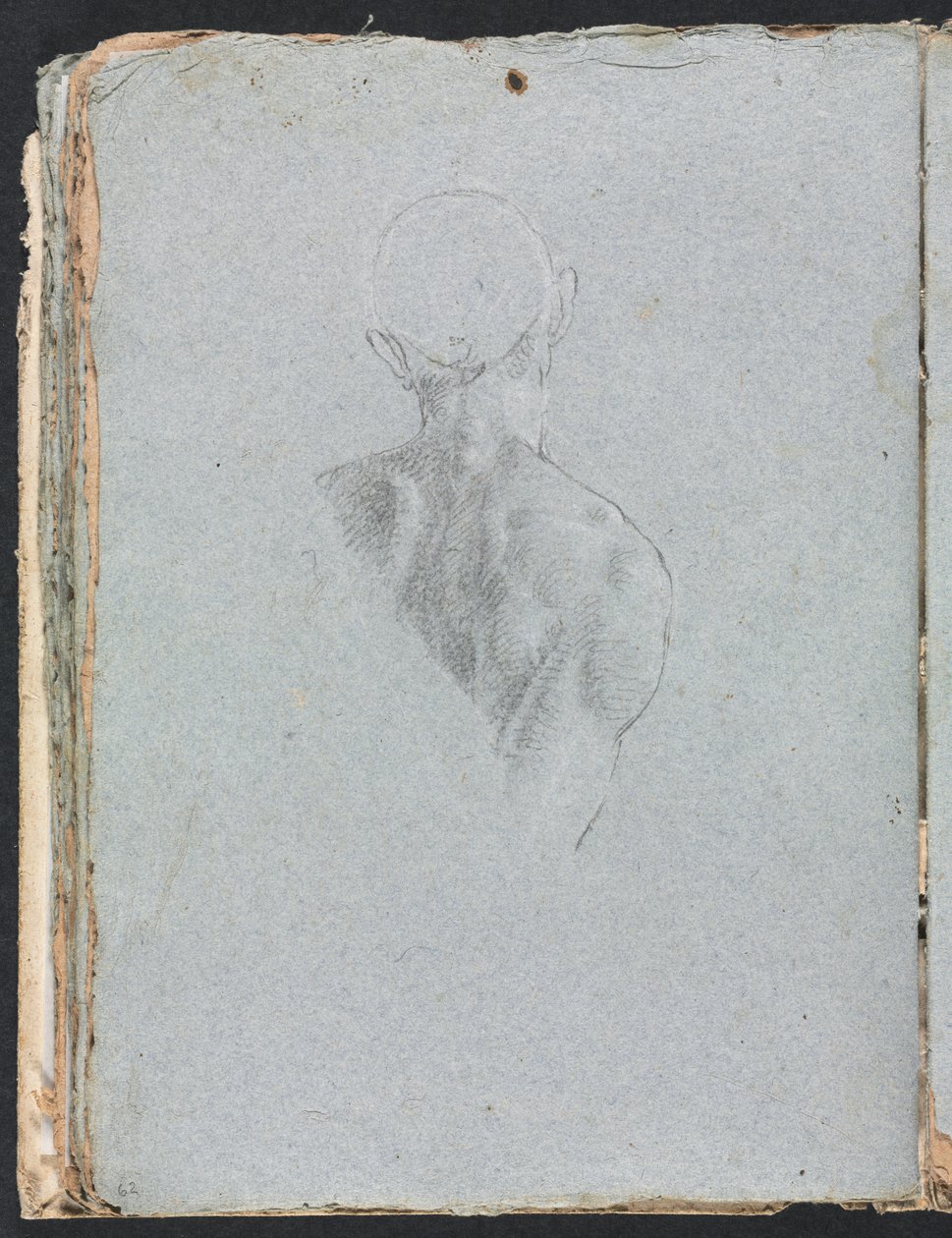 Verona vázlatfüzet: Férfi meztelen fej és váll hátulról 62. oldal, 1760. alkotó: Francesco Lorenzi