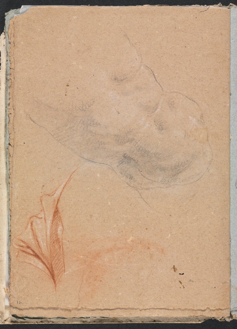 Verona vázlatfüzet: Meztelen férfi törzs drapériával, 16. oldal, 1760. alkotó: Francesco Lorenzi