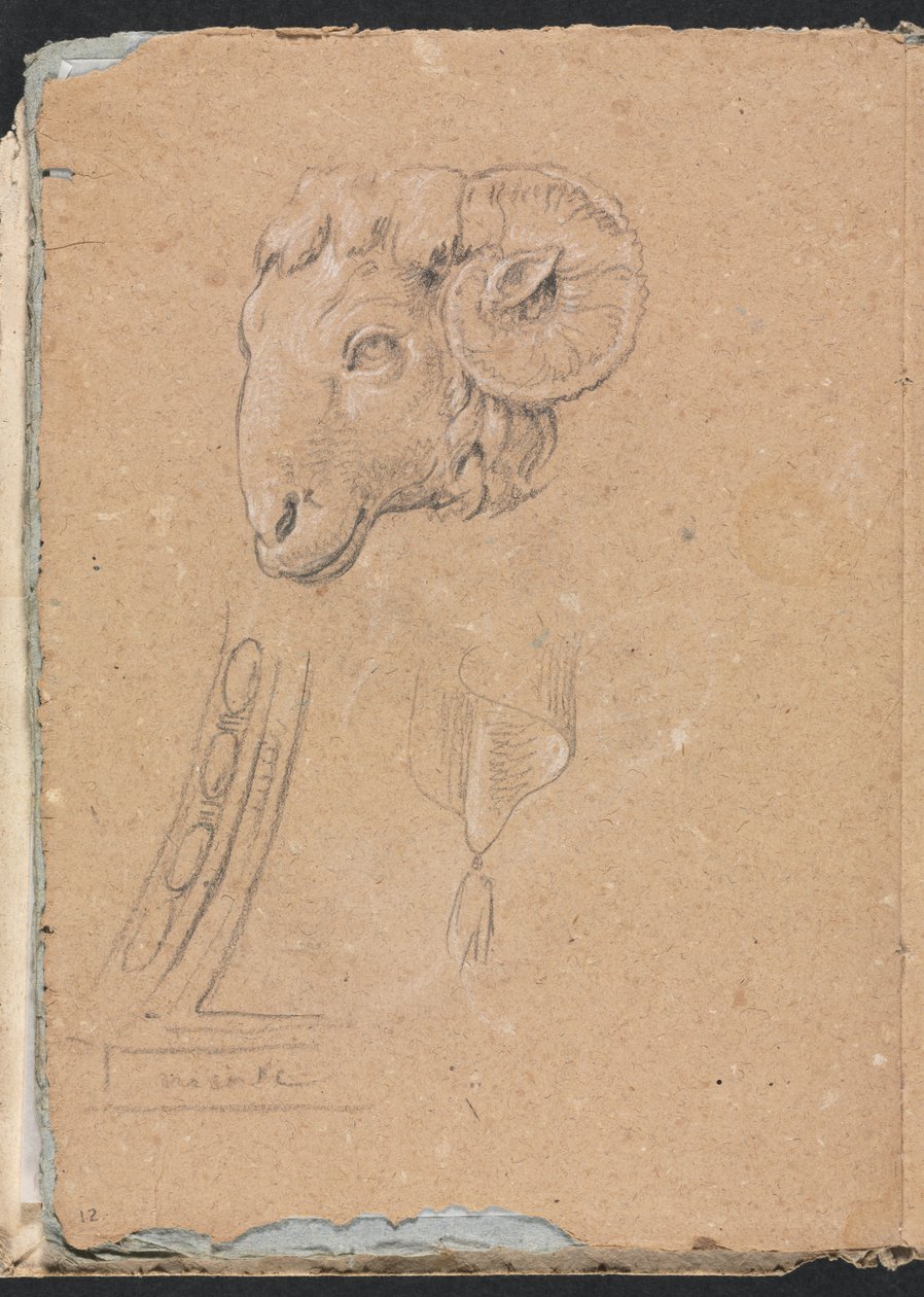 Verona vázlatfüzet: Kos feje 12. oldal, 1760. alkotó: Francesco Lorenzi