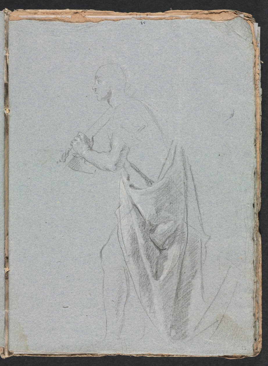 Verona vázlatfüzet: Álló férfi drapériával, 19. oldal, 1760. alkotó: Francesco Lorenzi