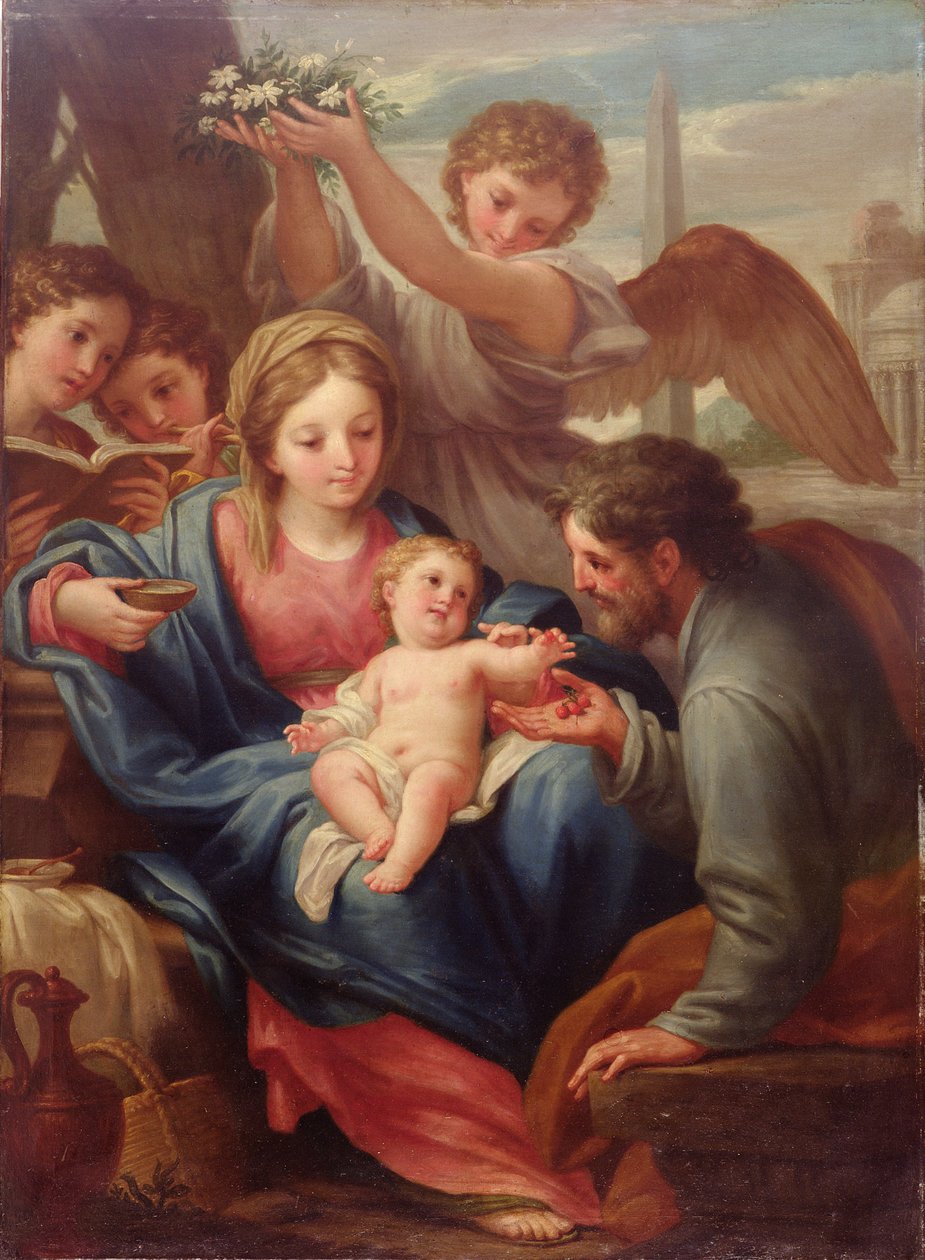 Madonna és gyermeke Szent Józseffel, avagy A pihenés az egyiptomi menekülésen (olaj, vászon) alkotó: Francesco Mancini